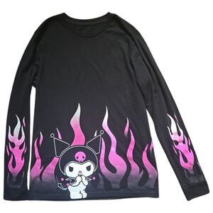 Kuromi Pink Flames Girls Long-Sleeve T-Shirt - M
